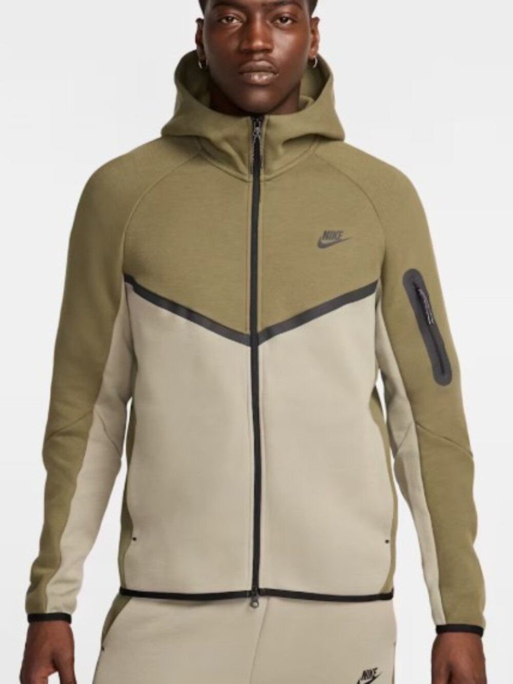 Nike Tech Fleece Hoodie Green/Black Full Zip Jacket Mens Size (XL) HV0949-222
